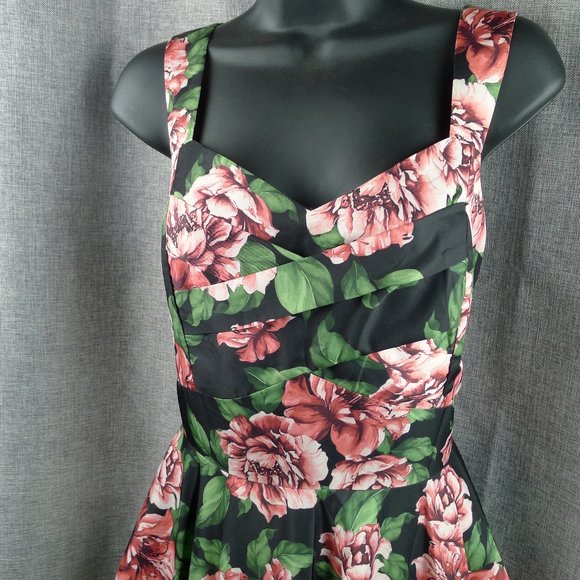 Ladies Sleeveless Fit And Flare Floral Dress Large - Picture 2 of 8